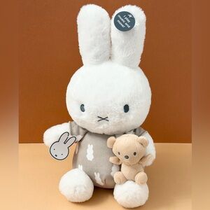 Miffy & Teddy Bear White & Gray Plush Bunny, Soft Melody Musical Toy